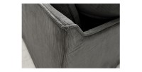Zoom sur le dossier du canapé d'angle KALIA en tissu côtelé gris
