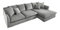 Canapé d'angle KALIA en tissu côtelé gris