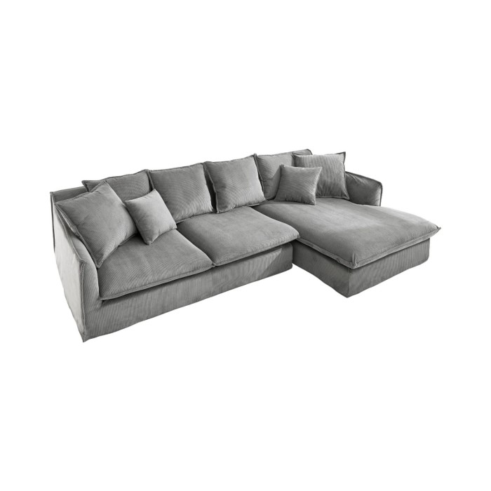 Canapé d'angle KALIA en tissu côtelé gris