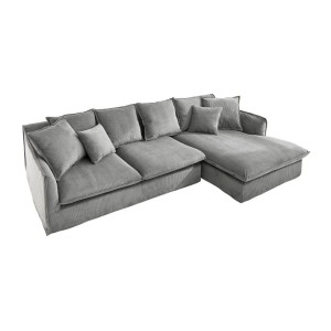 Canapé d'angle KALIA en tissu côtelé gris