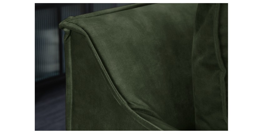 Zoom sur la structure du canapé droit KALIA velours vert