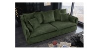 Canapé droit KALIA velours vert mis en situation