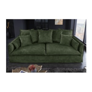 Canapé droit KALIA velours vert vu de face