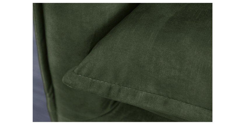 Zoom sur l'assise du canapé droit KALIA velours vert