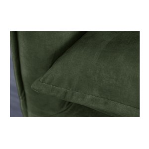 Zoom sur l'assise du canapé droit KALIA velours vert
