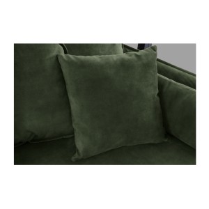 Zoom sur l'un des coussins du canapé droit KALIA velours vert