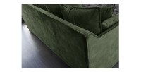 Zoom sur le dossier du canapé droit KALIA velours vert