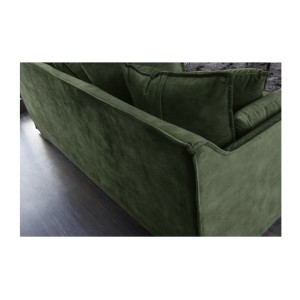 Zoom sur le dossier du canapé droit KALIA velours vert