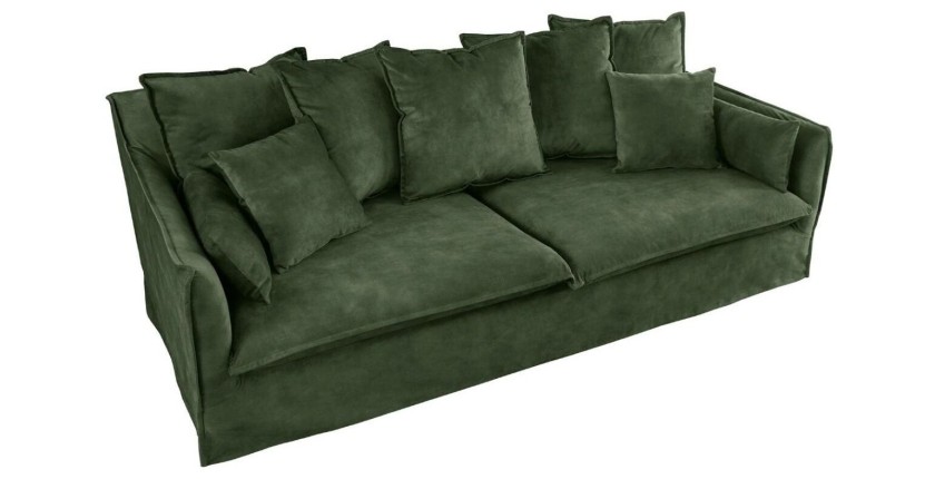 Canapé droit KALIA velours vert