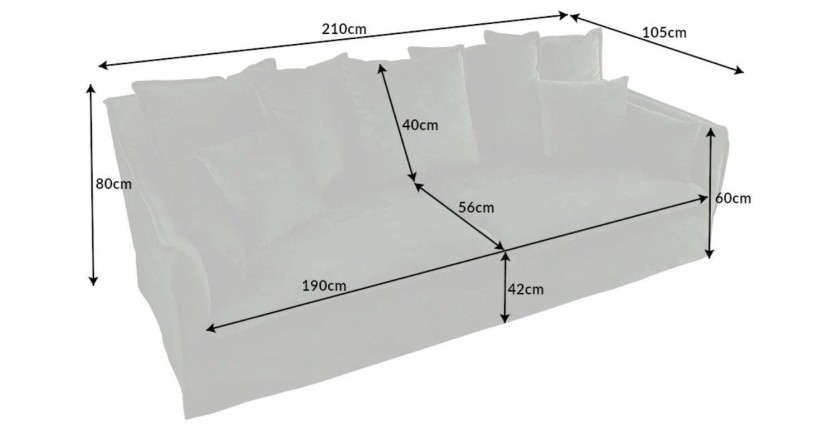 Dimensions canapé droit KALIA velours vert