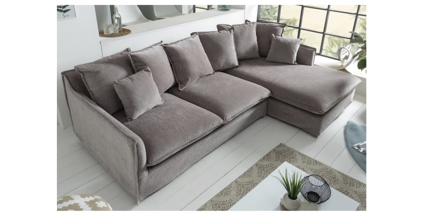 Canapé d'angle KALIA en velours taupe vu de haut