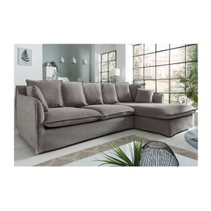 Canapé d'angle KALIA en velours taupe vu de côté