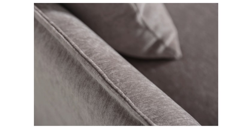 Zoom sur le dossier du canapé d'angle KALIA en velours taupe