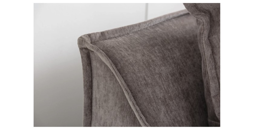 Zoom sur l'angle du canapé d'angle KALIA en velours taupe