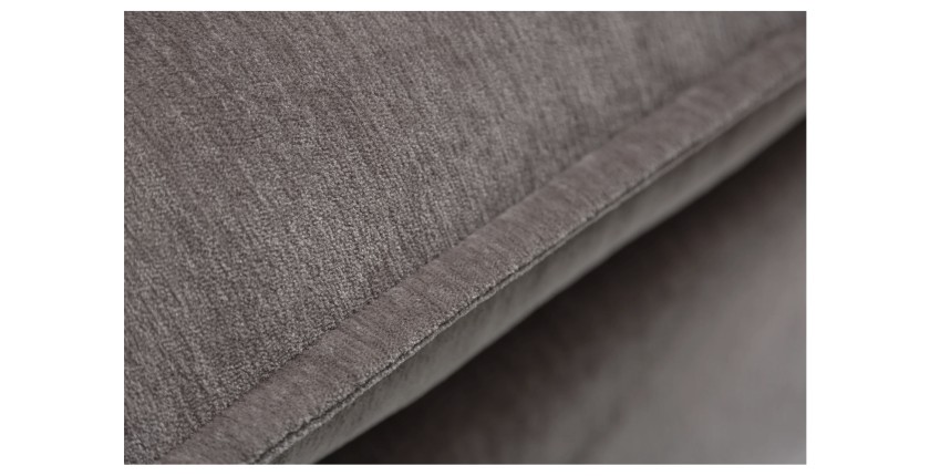 Zoom sur la couture du canapé d'angle KALIA en velours taupe