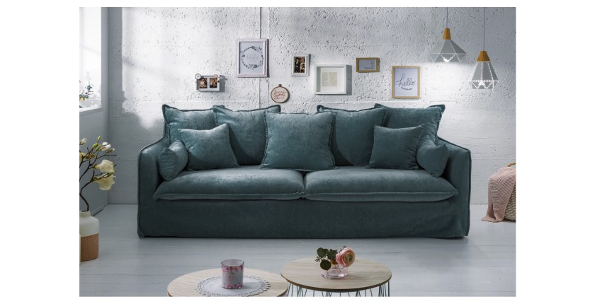 Canapé droit KALIA bleu canard vu de face