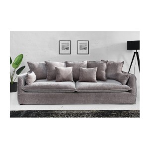 Canapé droit KALIA en velours taupe vu de face