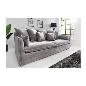 Canapé droit KALIA en velours taupe mis en situation