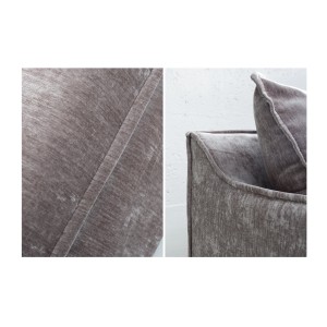 Zoom sur les détails du canapé droit KALIA en velours taupe