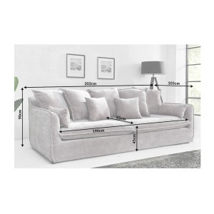 Dimensions du canapé droit KALIA en velours taupe