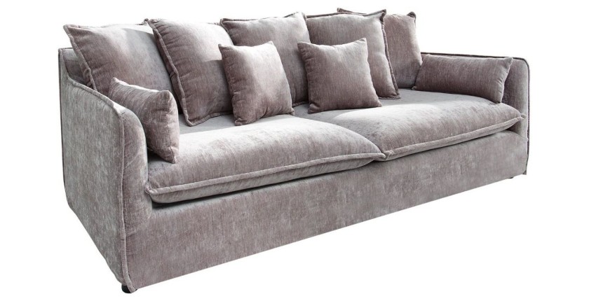 Canapé droit KALIA en velours taupe