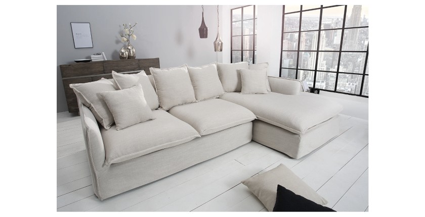 Canapé d'angle KALIA blanc vu de face