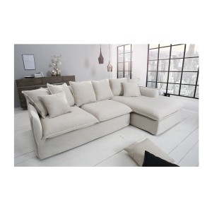 Canapé d'angle KALIA blanc vu de face