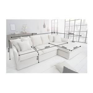 Dimensions canapé d'angle KALIA blanc