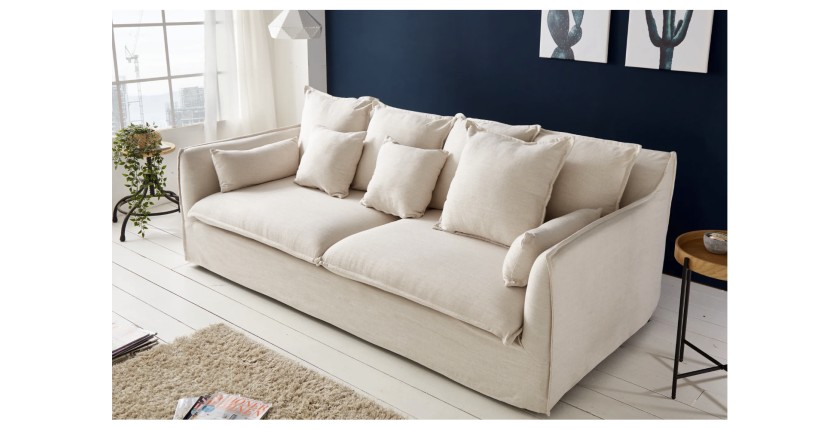 Canapé droit 3 places HEAVEN blanc vu de côté