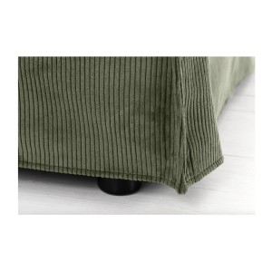 Zoom sur le pied du canapé droit KALIA en tissu côtelé vert