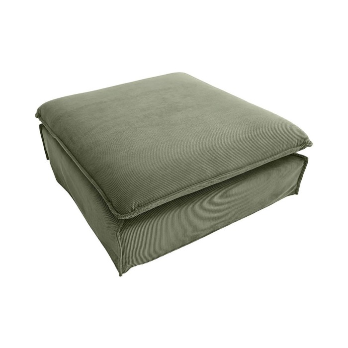 Pouf KALIA en tissu côtelé vert