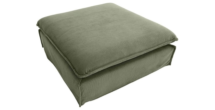 Pouf KALIA en tissu côtelé vert