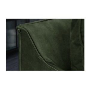 Zoom sur l'angle du canapé droit KALIA en velours vert foncé