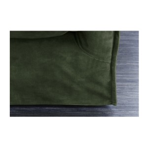 Zoom sur le bas du canapé droit KALIA en velours vert foncé