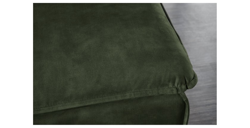 Zoom sur l'angle du pouf KALIA en velours vert foncé