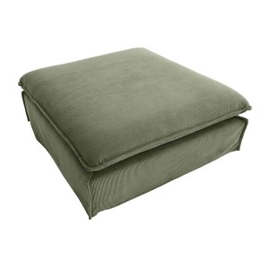 Pouf KALIA en tissu côtelé vert