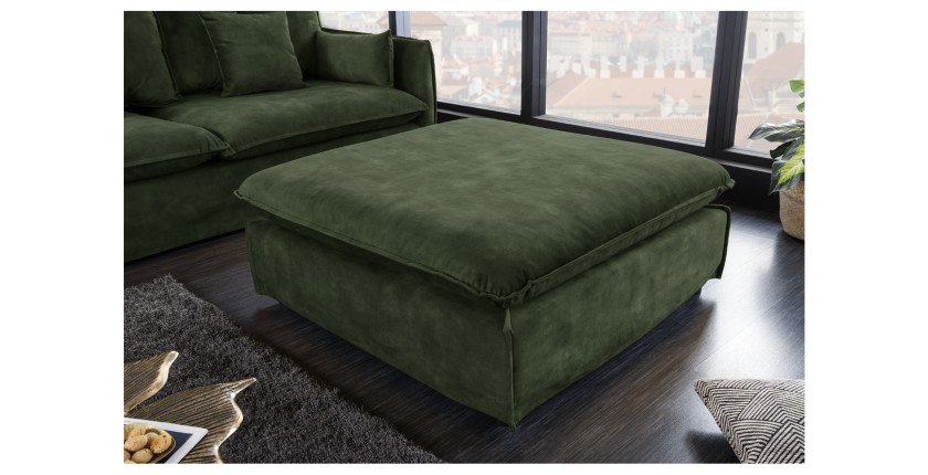 Pouf KALIA en velours vert foncé vu de loin