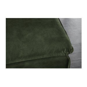 Zoom sur l'angle vu de haut du pouf KALIA en velours vert foncé