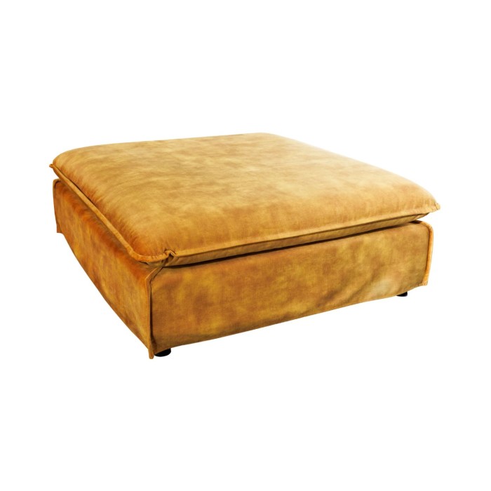 Pouf KALIA en velours jaune moutarde