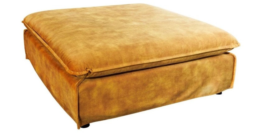 Pouf KALIA en velours jaune moutarde