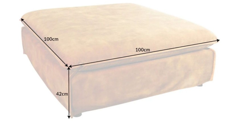 Pouf KALIA en velours jaune moutarde dimensions