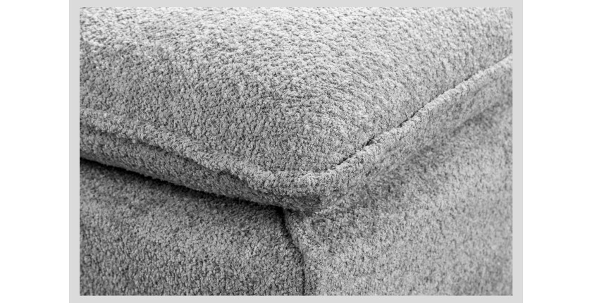 Zoom sur l'assise du pouf KALIA en tissu bouclette gris