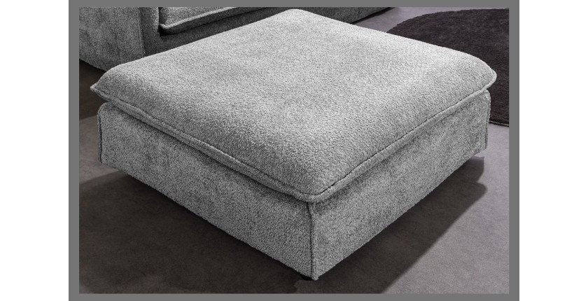 Pouf KALIA en tissu bouclette gris