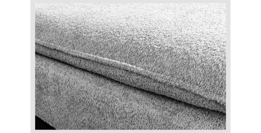 Zoom sur la couture du pouf KALIA en tissu bouclette gris