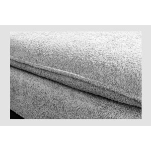 Zoom sur la couture du pouf KALIA en tissu bouclette gris