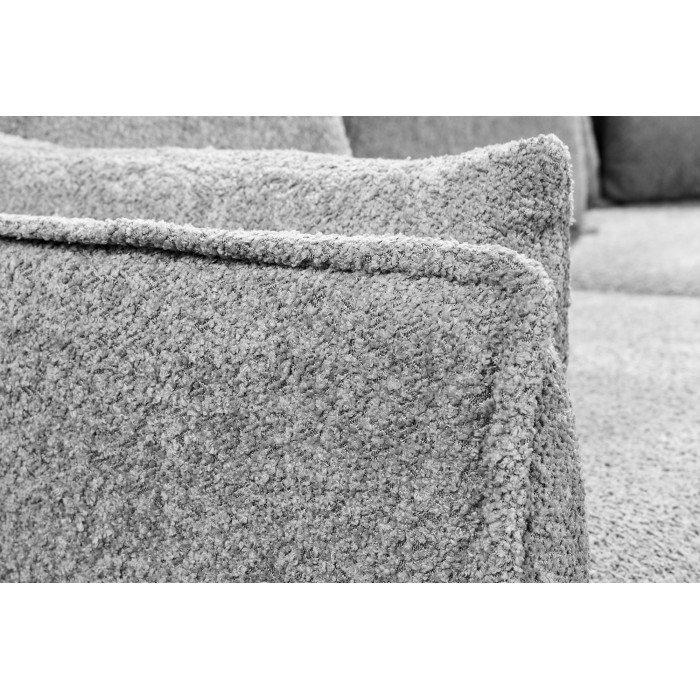 Ecksofa KALIA – Schlingenstoff grau – 4 Sitzer – Rechte Ecke