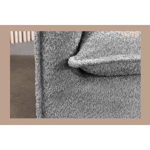 Zoom sur la structure du canapé d'angle KALIA en tissu bouclette gris