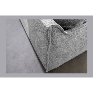 Zoom sur l'arrière du canapé d'angle KALIA en tissu bouclette gris