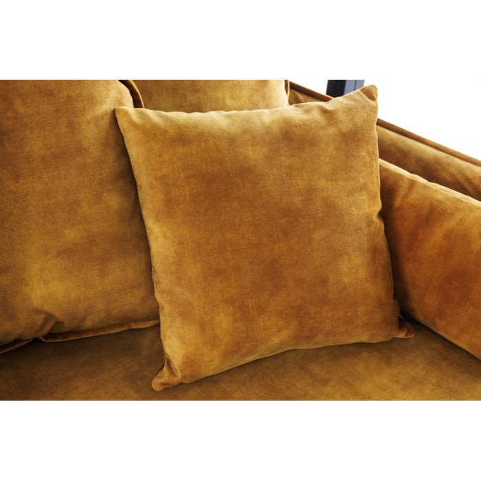 Ecksofa KALIA – Senfgelb – 4 Sitzer – wechselbarer Winkel – aus Samt – zeitgenössisch