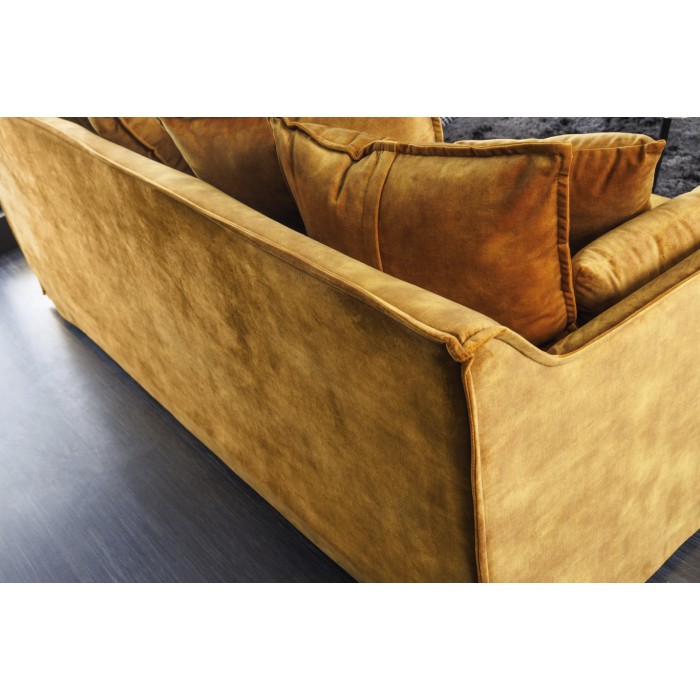 Ecksofa KALIA – Senfgelb – 4 Sitzer – wechselbarer Winkel – aus Samt – zeitgenössisch